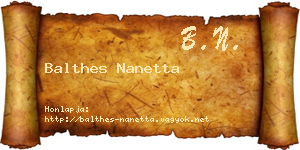 Balthes Nanetta névjegykártya